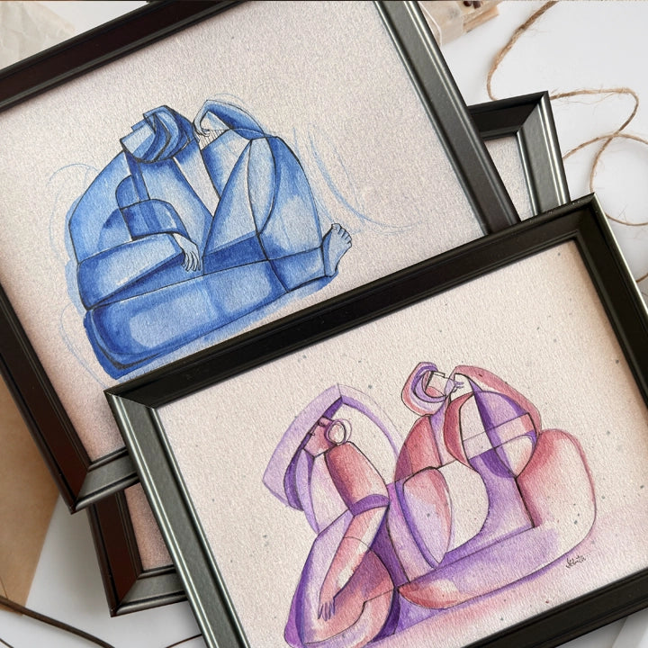 Original art from the Reverie Series Collection by SoulCurryArt, featuring abstract, colorful brushstrokes on canvas.