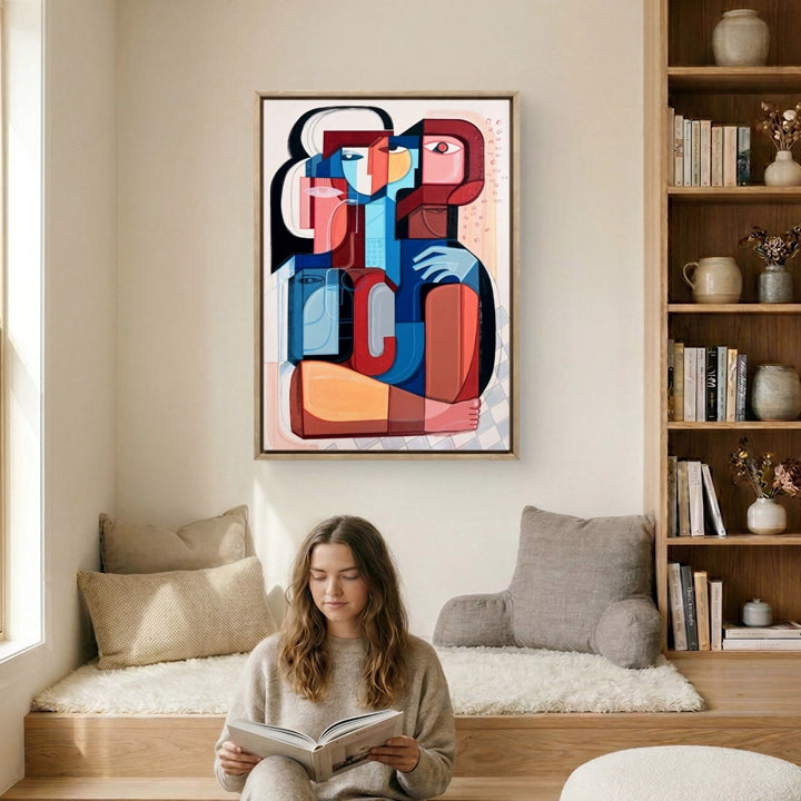 Original art piece titled Gathered Forms by SoulCurryArt, showcasing abstract shapes and flowing lines in vibrant colors.