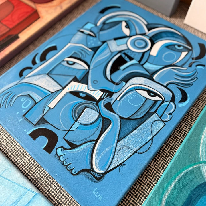 Original art "Form Assembly" by SoulCurryArt, featuring abstract shapes and vibrant colors in a modern composition.