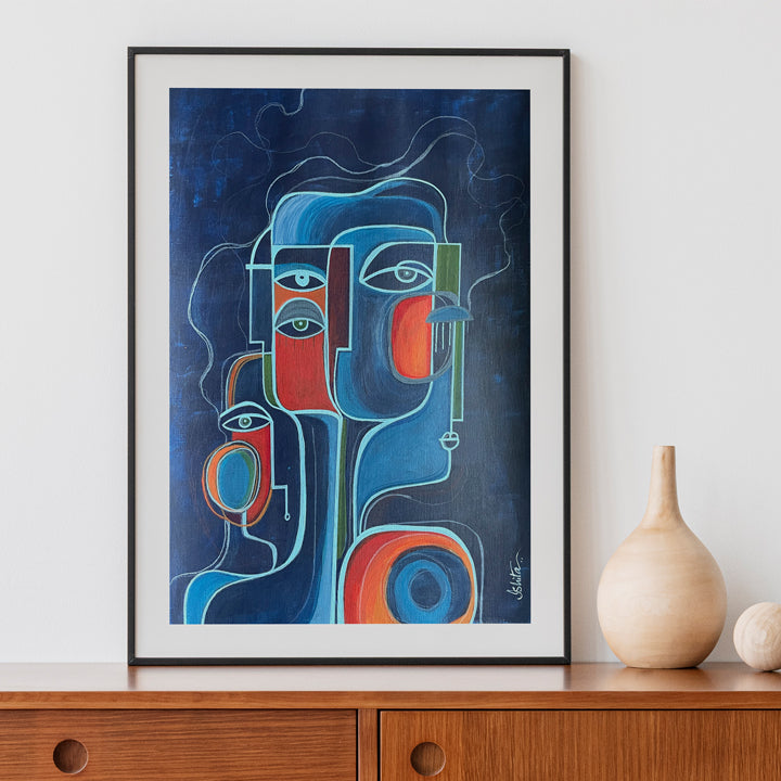 Original art titled "Shadow" by SoulCurryArt, featuring a dark, mysterious abstract design with layered textures and deep shadows.