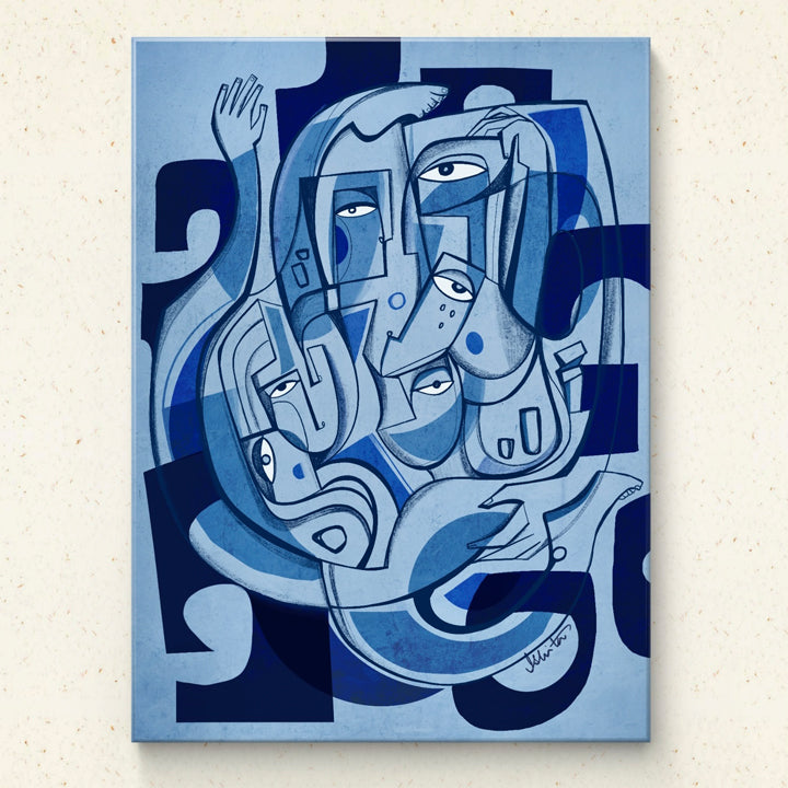 Framed original art titled "Abandon" by SoulCurryArt, featuring a 16x20 inch colorful abstract painting.