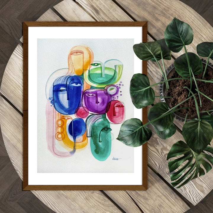 Original art titled "Facets of the Lake" by SoulCurryArt, showcasing a serene lake scene with vibrant colors and abstract details.
