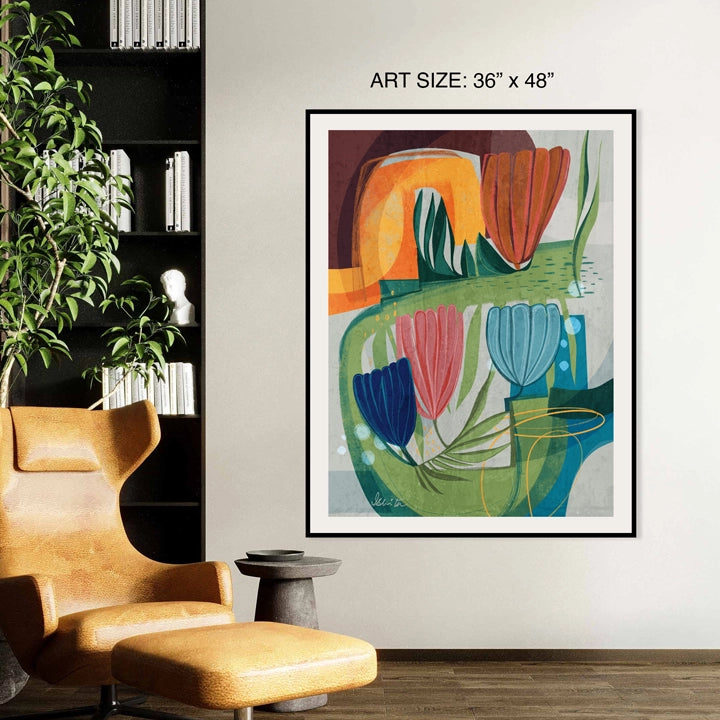 SoulCurryArt print titled "By The Garden Pathway," 16x20 paper art depicting a serene garden scene with lush greenery and a winding path.