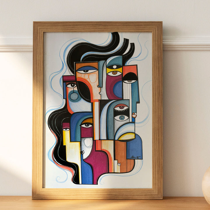 Original art titled "Stronger" by SoulCurryArt, featuring vibrant abstract brushstrokes and dynamic colors.