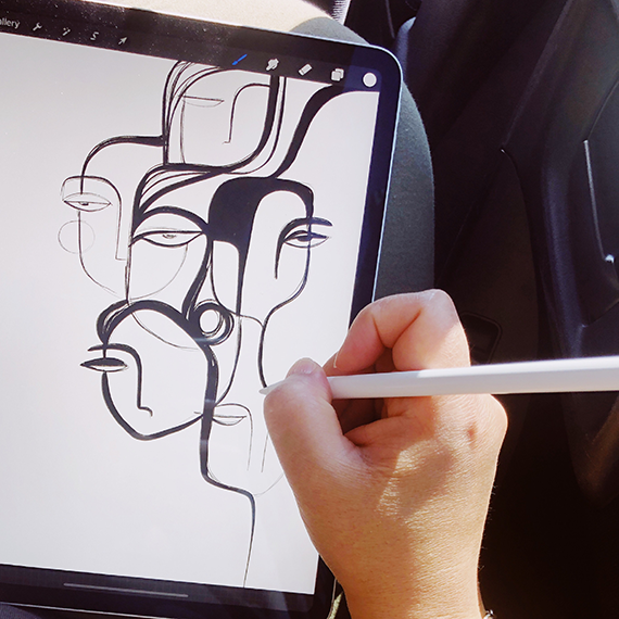 NFT Artist Ishita Working with iPad Pro