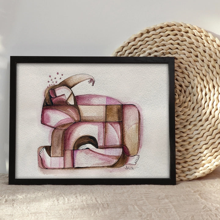 SoulCurryArt Reverie Series original art piece showcasing vibrant, abstract watercolor designs with soft blending and fluid shapes.