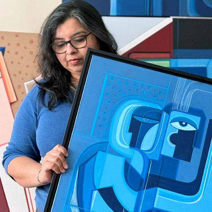 Colorful Azure Mosaic original art by SoulCurryArt showcasing vibrant geometric patterns and intricate tile designs.