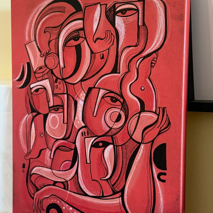 Original art piece titled Form Synapse by SoulCurryArt, featuring abstract colorful shapes and intricate line details.