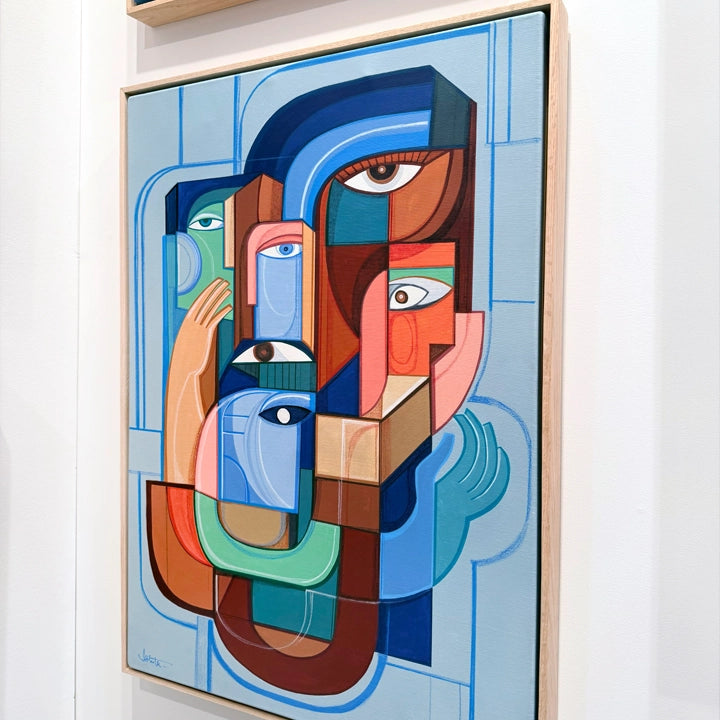 Inner Geometry original art piece by SoulCurryArt featuring vibrant geometric patterns on a white background.