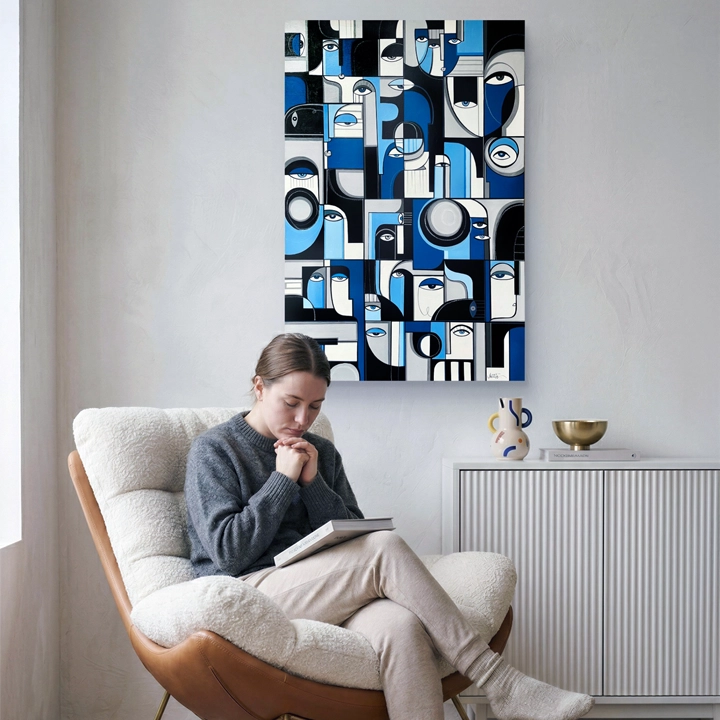 Original ultramarine art by soulcurryart featuring vibrant shades of blue on a textured canvas.