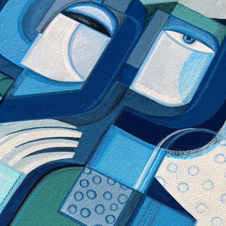 Blue mirror artwork by SoulCurryArt, original art piece featuring vibrant blue tones and abstract design in a modern style.