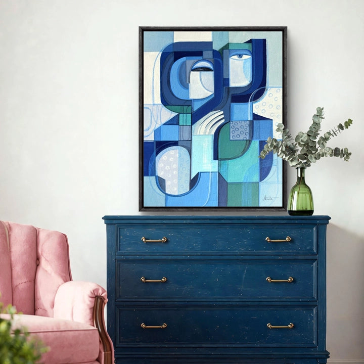 Original blue mirror artwork by SoulCurryArt featuring a vibrant, reflective design with intricate details and a modern artistic style.