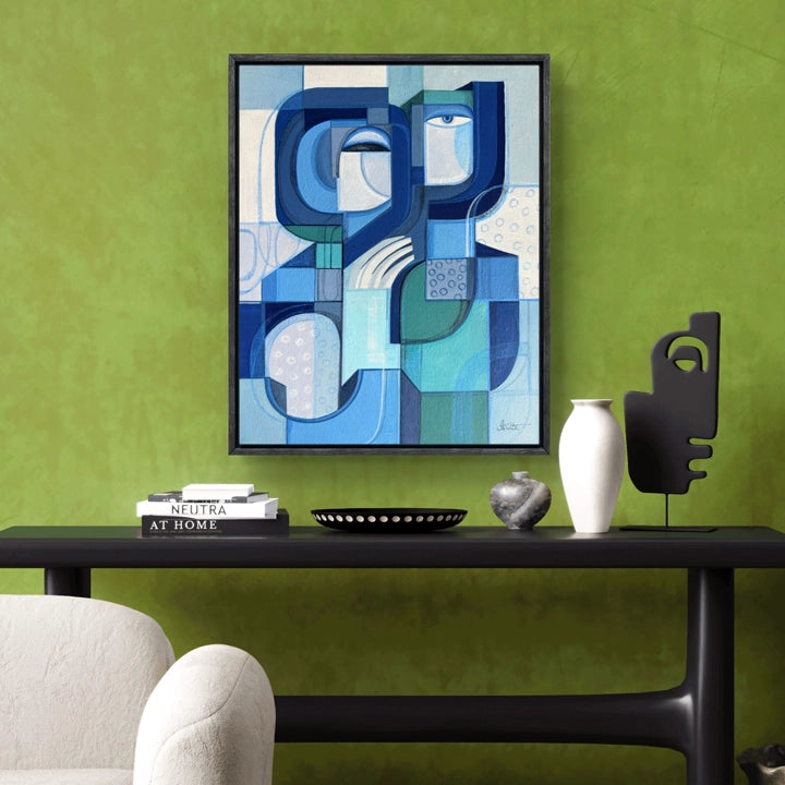 Blue mirror artwork by SoulCurryArt, original abstract art piece with vibrant blue tones and reflective surface.