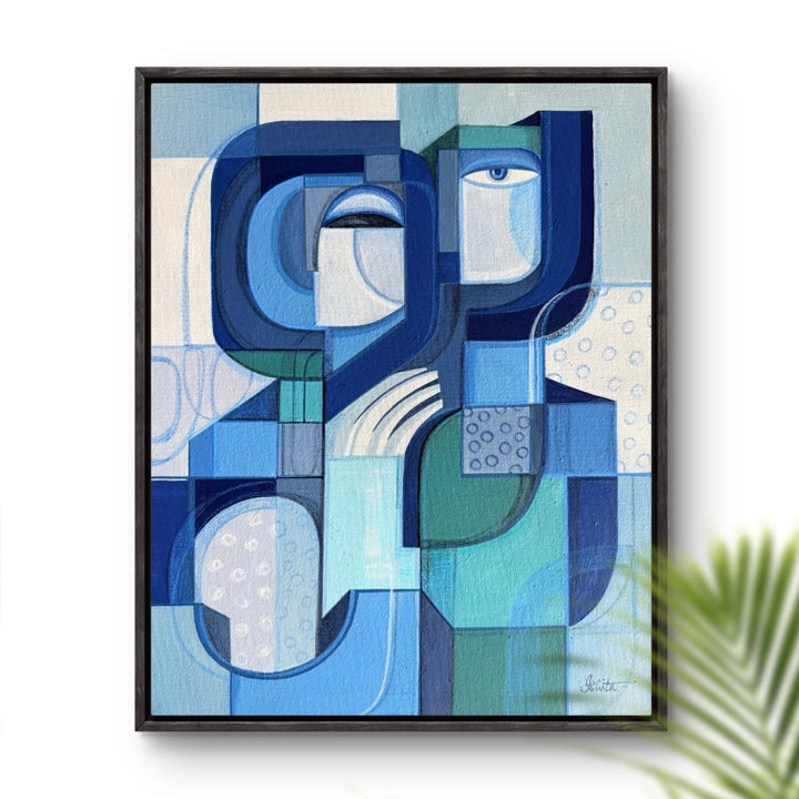 Blue mirror original art by SoulCurryArt, featuring a vibrant, reflective surface with artistic blue accents and decorative frame.
