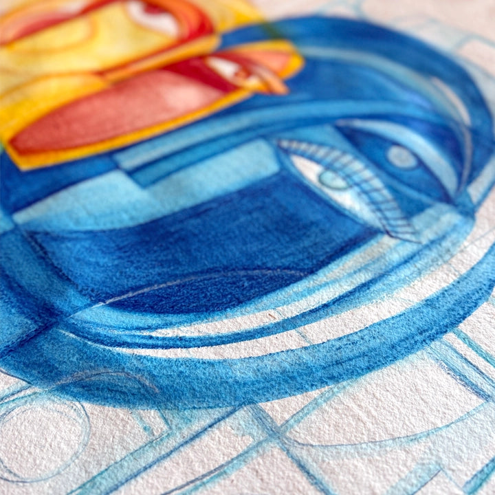 Abstract original art titled Converging Contrasts by SoulCurryArt, featuring bold colors and dynamic shapes on a canvas.