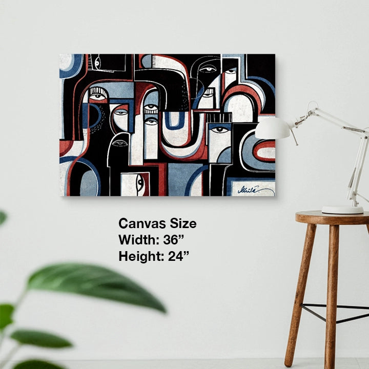 Channels of Sound canvas by SoulCurryArt, 24x36 inches, featuring abstract art with vibrant colors and dynamic shapes.