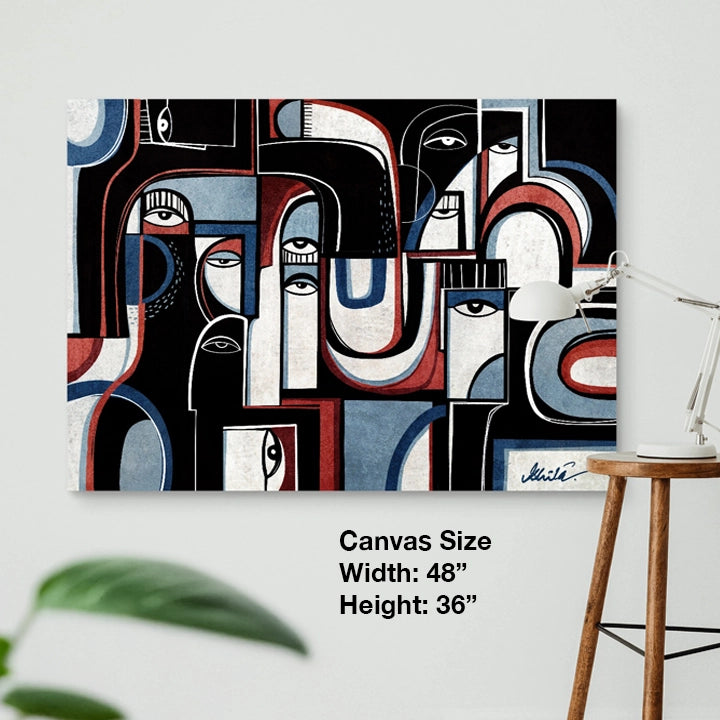 Large 36x48 canvas print of "Channels Of Sound" by SoulCurryArt, featuring abstract artwork with vibrant colors.