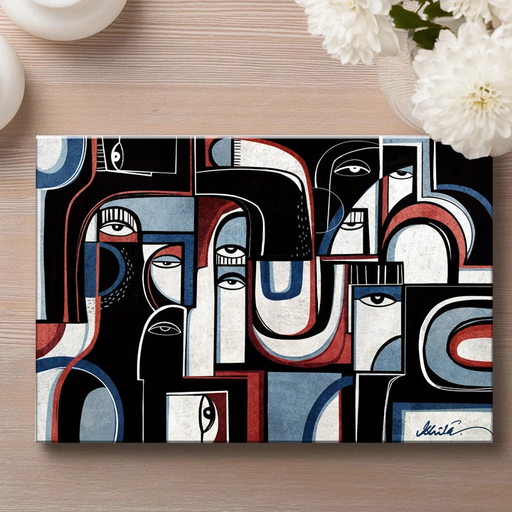 Colorful abstract canvas artwork titled "Channels Of Sound" by SoulCurryArt, featuring vibrant brushstrokes and dynamic patterns.