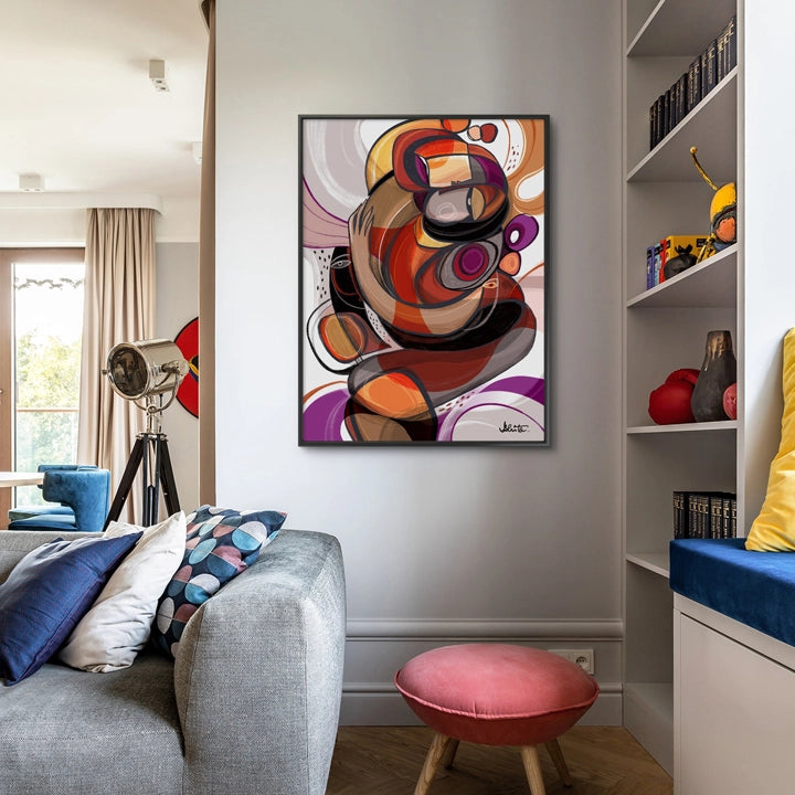 SoulCurryArt Entanglements canvas artwork featuring intricate, abstract designs in vibrant colors on a textured surface.