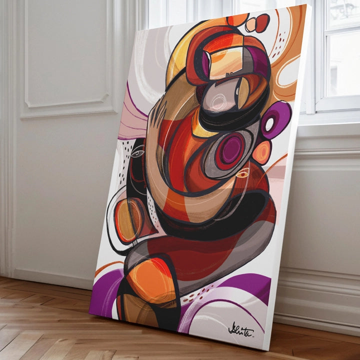 SoulCurryArt Entanglements canvas artwork featuring vibrant abstract designs with intricate patterns and bold colors.