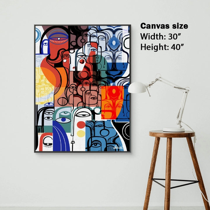 SoulCurryArt Entourage canvas print in 30x40 inches, featuring vibrant artwork on a rectangular canvas.