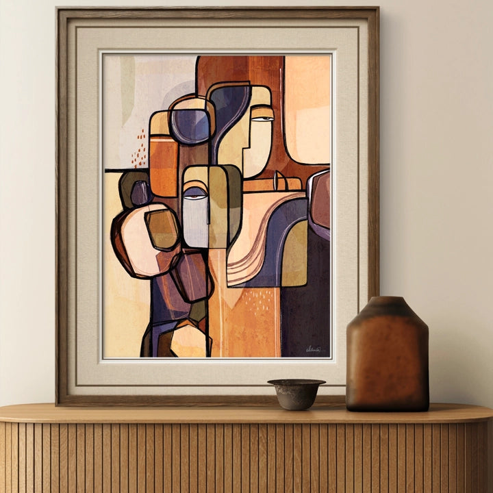 Colorful canvas print titled "Foundations Of Stone" by SoulCurryArt, featuring abstract stone-inspired artwork on a textured canvas.