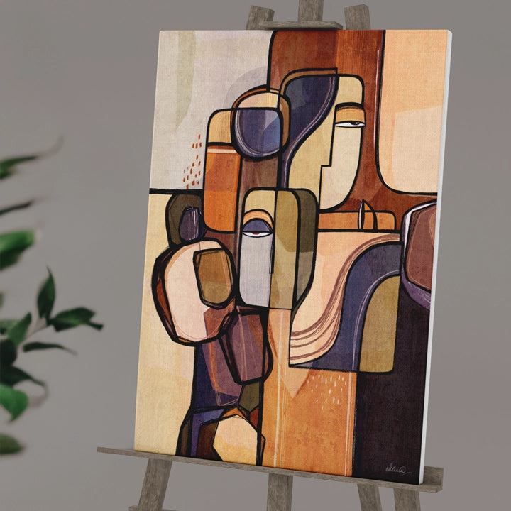 Colorful canvas print of "Foundations Of Stone" by SoulCurryArt, showcasing abstract stone formations on a textured canvas.