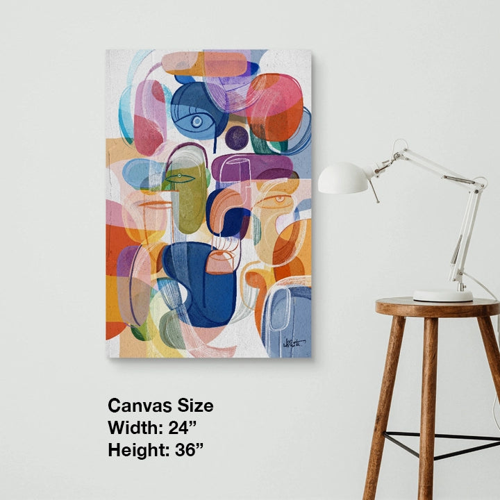 Colorful 24x36 canvas art print titled Joy by SoulCurryArt, featuring vibrant abstract design on a large wall-ready canvas.