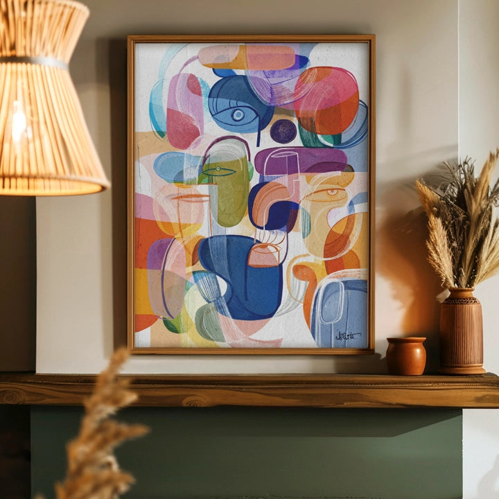Colorful SoulCurryArt canvas titled "Joy" featuring vibrant abstract artwork on a high-quality canvas print.
