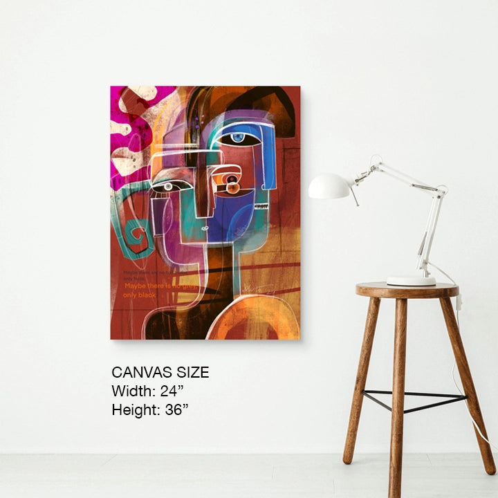 Large 24x36 canvas print of "Truth Chapters" by SoulCurryArt, featuring vibrant abstract art on a stretched canvas.