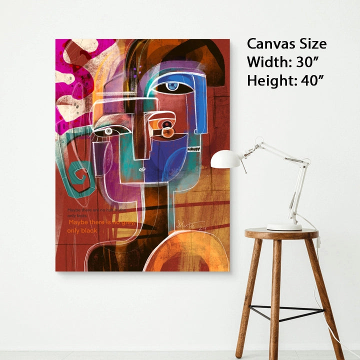 Large 30x40 canvas print of "Truth Chapters" by SoulCurryArt, featuring vibrant, detailed artwork on a textured canvas surface.