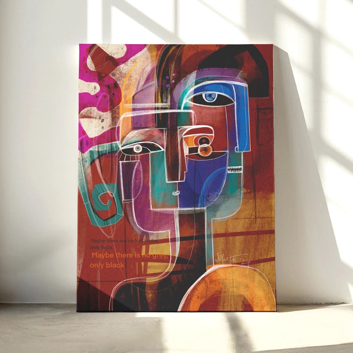 SoulCurryArt Truth Chapters canvas print featuring vibrant, abstract artwork with bold colors and textured surface.