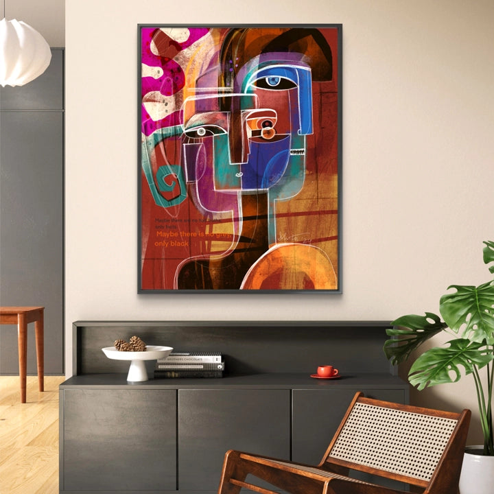 SoulCurryArt Truth Chapters canvas print with vibrant abstract design, featuring bold text and colorful artistic elements.