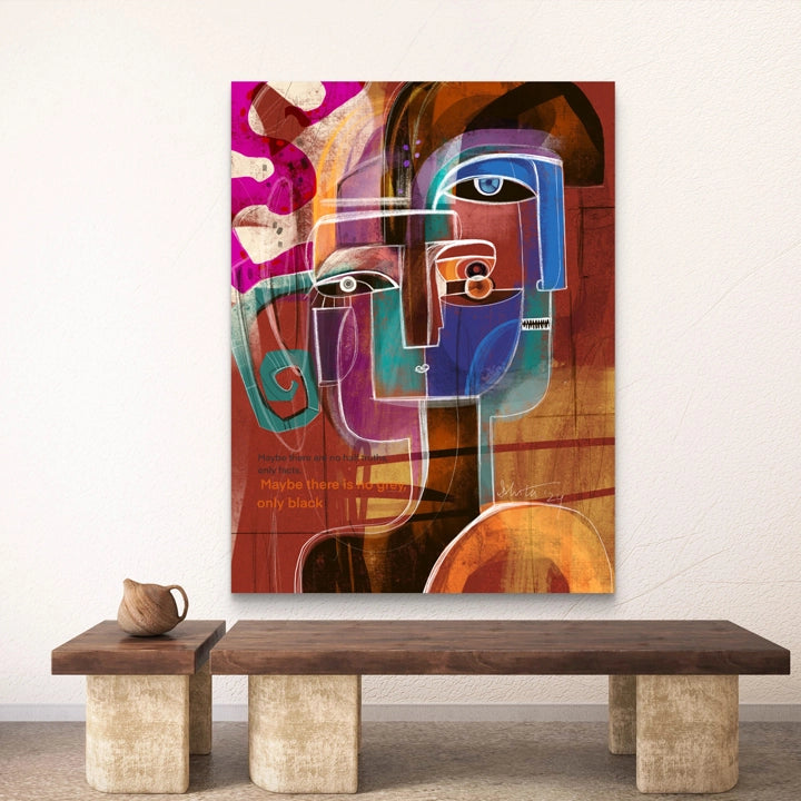 SoulCurryArt Truth Chapters canvas print featuring abstract artwork with vibrant colors and textured details.