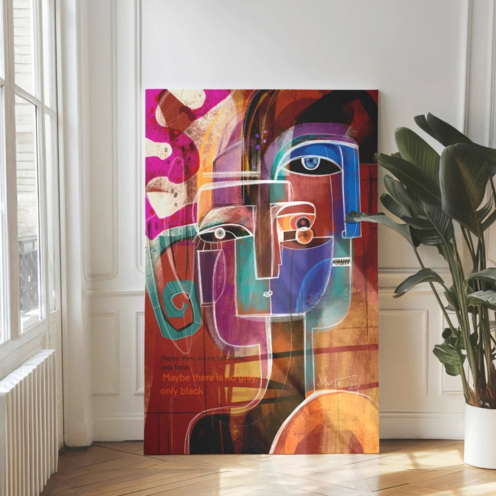 SoulCurryArt Truth Chapters canvas print featuring abstract artwork with bold colors and textured details.