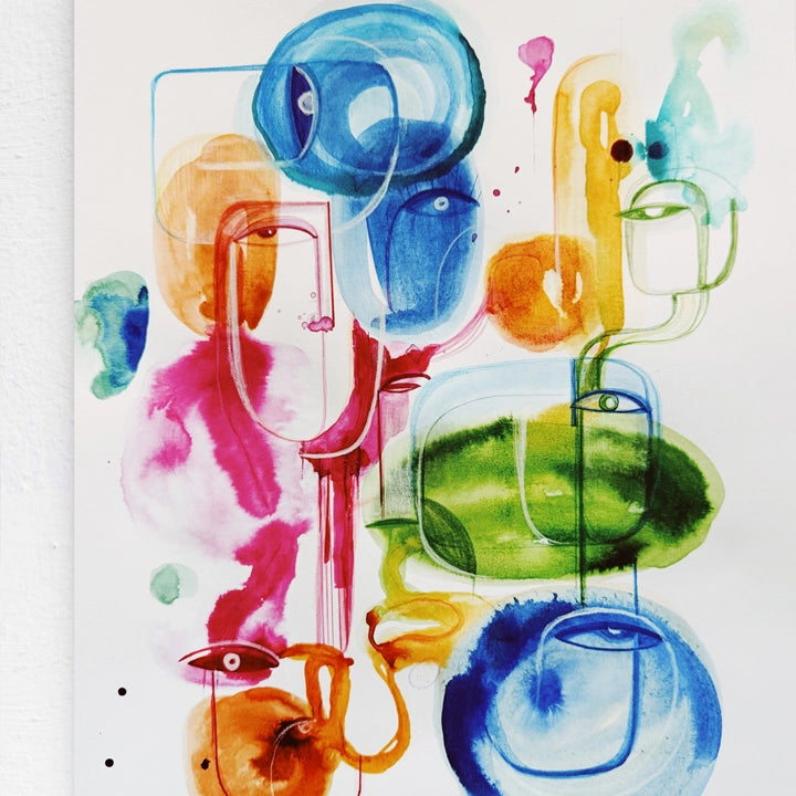 Original art titled Effervescence by SoulCurryArt, vibrant 12x16 abstract painting with colorful, dynamic brushstrokes.