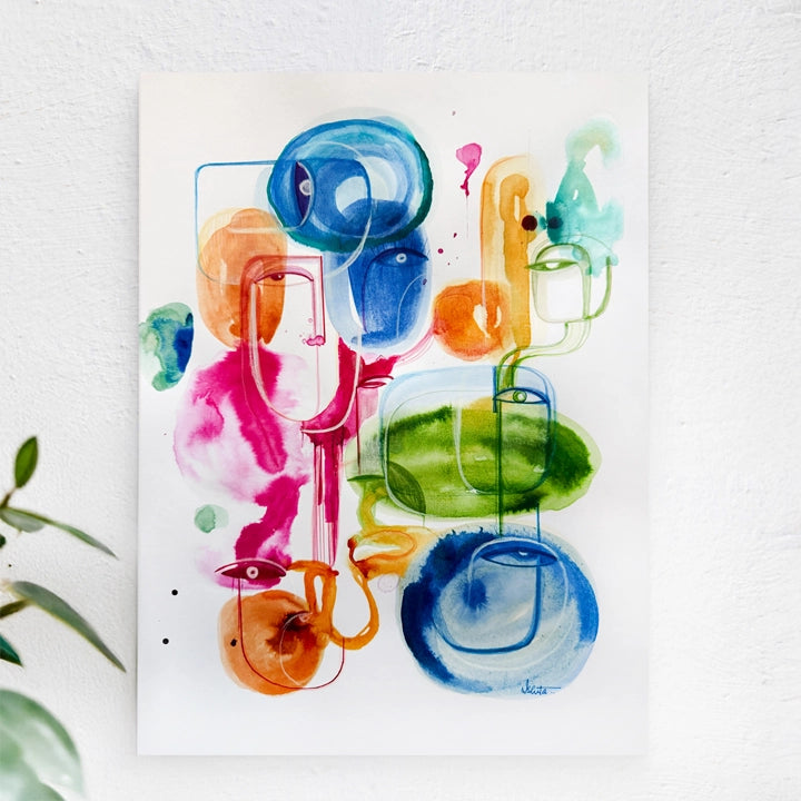 Original art titled Effervescence by SoulCurryArt, featuring vibrant abstract design on a 12x16 canvas.