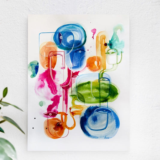Original art titled Effervescence by SoulCurryArt, featuring vibrant abstract design on a 12x16 canvas.