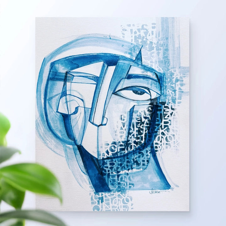 Original art head study No.1 by SoulCurryArt, 12x16 inch drawing showcasing detailed facial features and artistic shading.