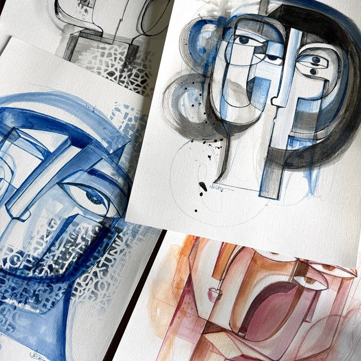 Original art titled Head Study No.1 by SoulCurryArt, showcasing a detailed head sketch with expressive line work.
