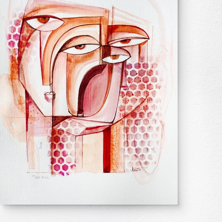 Original art "Head Study No.5" by SoulCurryArt, features a detailed close-up of a human head study with expressive brushstrokes.