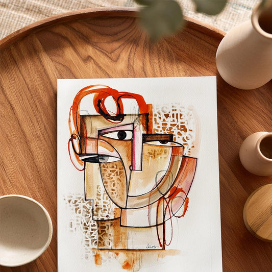 Original art "Head Study No.8" by SoulCurryArt, 12x16 inch head study illustration with detailed facial features.