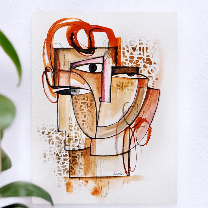 Original art of a head study No.8 by SoulCurryArt, showcasing detailed pencil or charcoal sketch of a human head.
