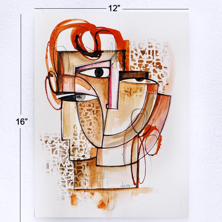 Original art "Head Study No. 8" by SoulCurryArt featuring a detailed pencil sketch of a human head on a 12x16 canvas.
