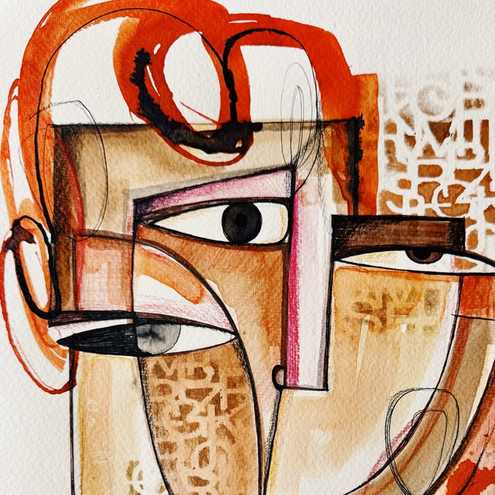 Original art Head Study No.8 by SoulCurryArt, a 12x16 inch detailed sketch of a human head and shoulders.