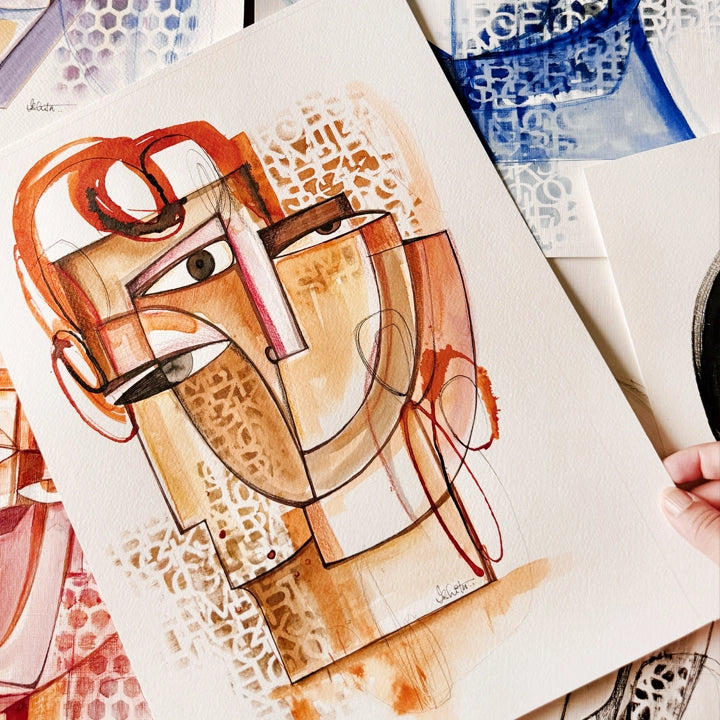 Original art Head Study No.8 by SoulCurryArt, 12x16 inch artwork featuring detailed head sketch in a realistic style.