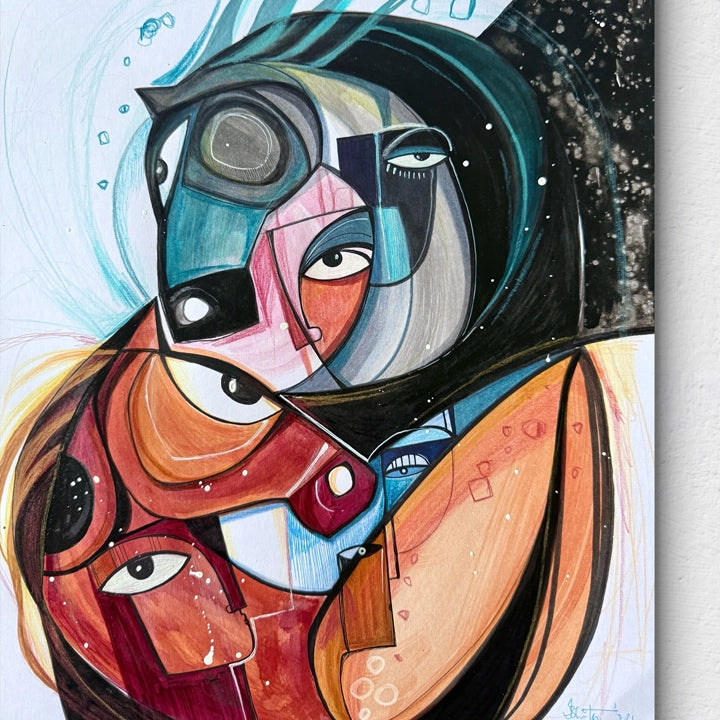 Original art titled "Run Wild" by SoulCurryArt, featuring vibrant colors and dynamic imagery in a 12x16 inch format.