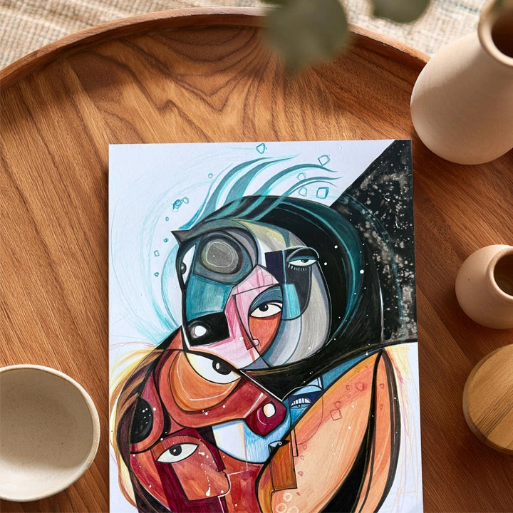 Original art titled "Run Wild" by SoulCurryArt, featuring vibrant, dynamic wildlife illustration on a 12x16 canvas.