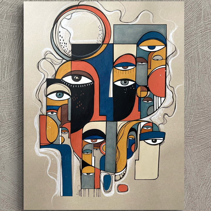 Original art titled Surge by SoulCurryArt, 13x19 inches, featuring vibrant abstract colors and dynamic brushstrokes.