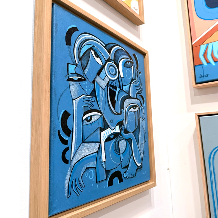Original art illustration titled "Form Assembly" by SoulCurryArt, featuring intricate abstract shapes and vibrant colors.